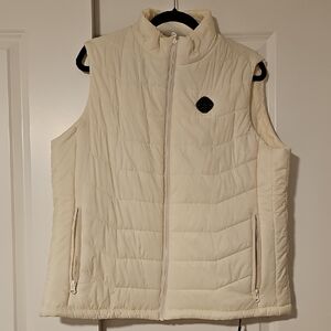 Cream Quilted Vest with Logo